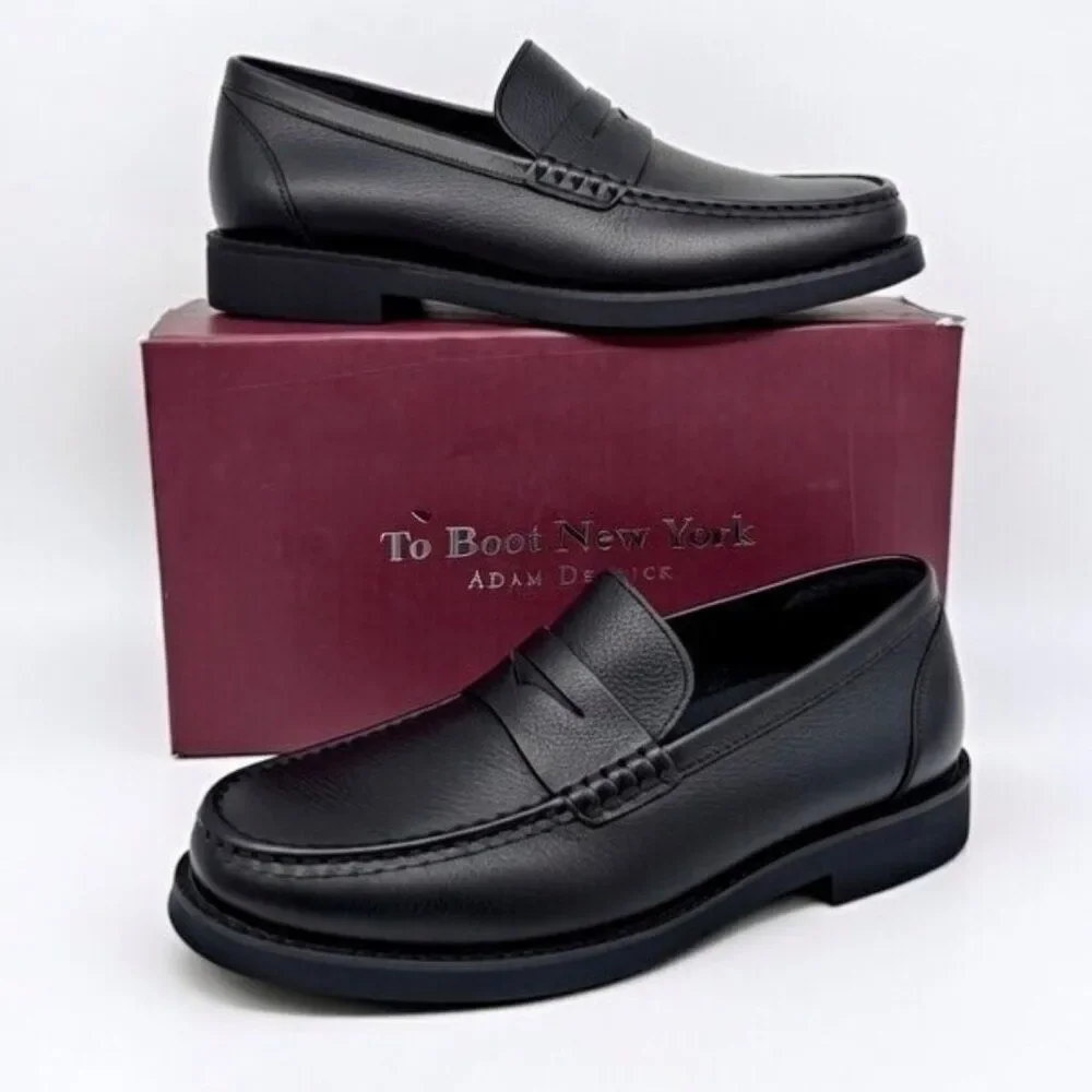 To Boot New York $399 O'Conner Leather Loafers Windsor Black Lug Sole Men's 9.5